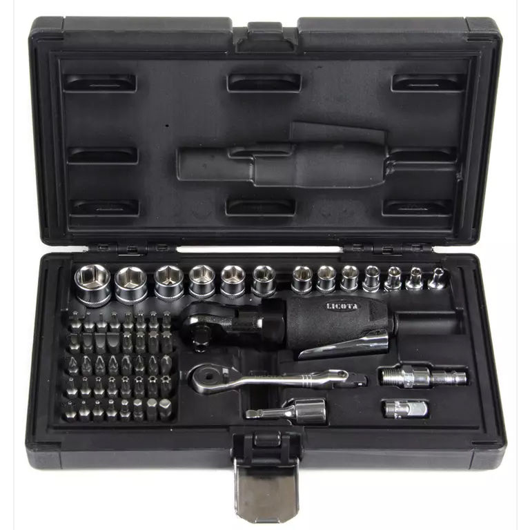 Пневмотрещотка 2в1 3/8 34 Нм (3,5 кГм), в наборе, 59пр., Licota, PAR-03017NK