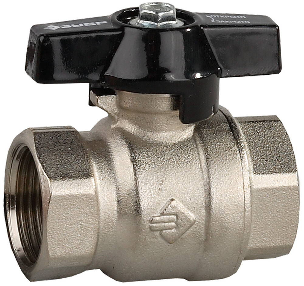 Шаровой кран полнопроходной d 3/4, ручка «бабочка», «мама-мама» ЗУБР 4-51323-C-3/4