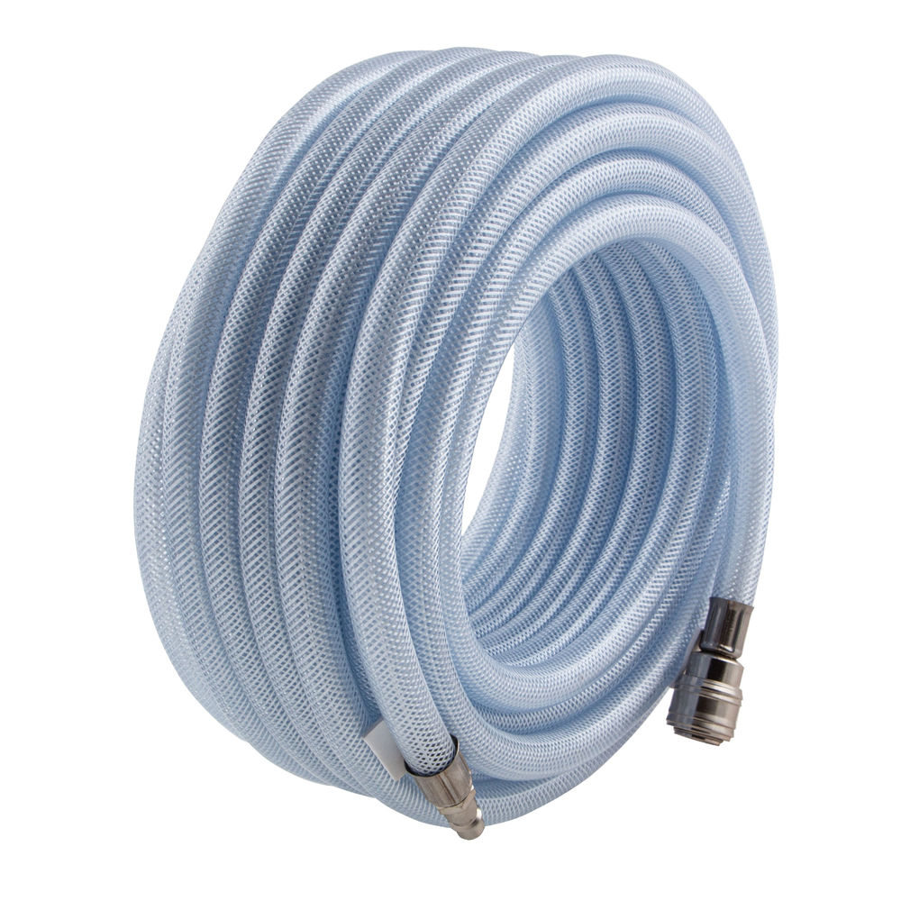 Шланг пневматический ПВХ, 10 x 16 мм, 18 бар, армированный, прозрачный, быстросъемное соединение, 15 м Stels (57025)