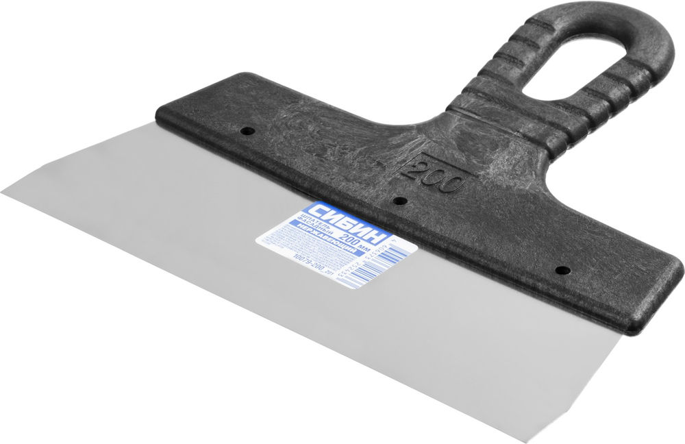 Шпатель фасадный нержавеющий 200 мм, пластиковая ручка СИБИН 10079-200_z01