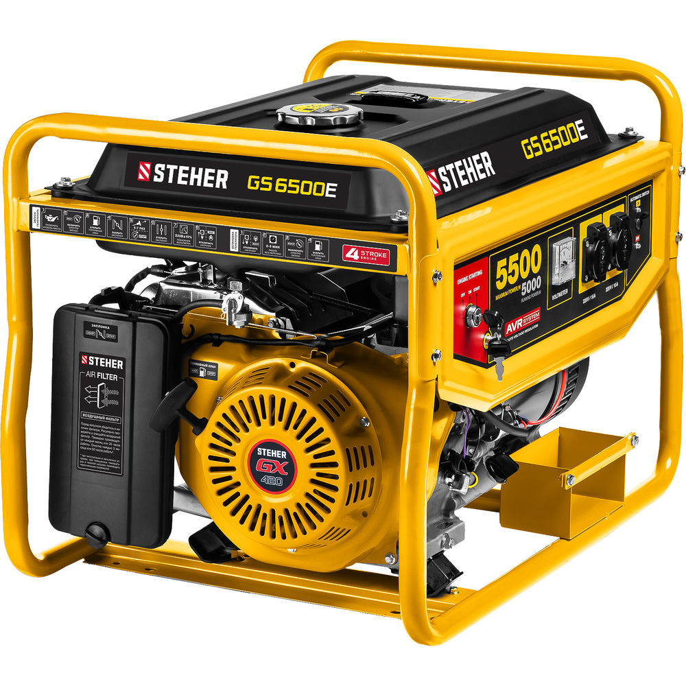 Генератор бензиновый 5500 Вт с электростартером STEHER GS-6500Е