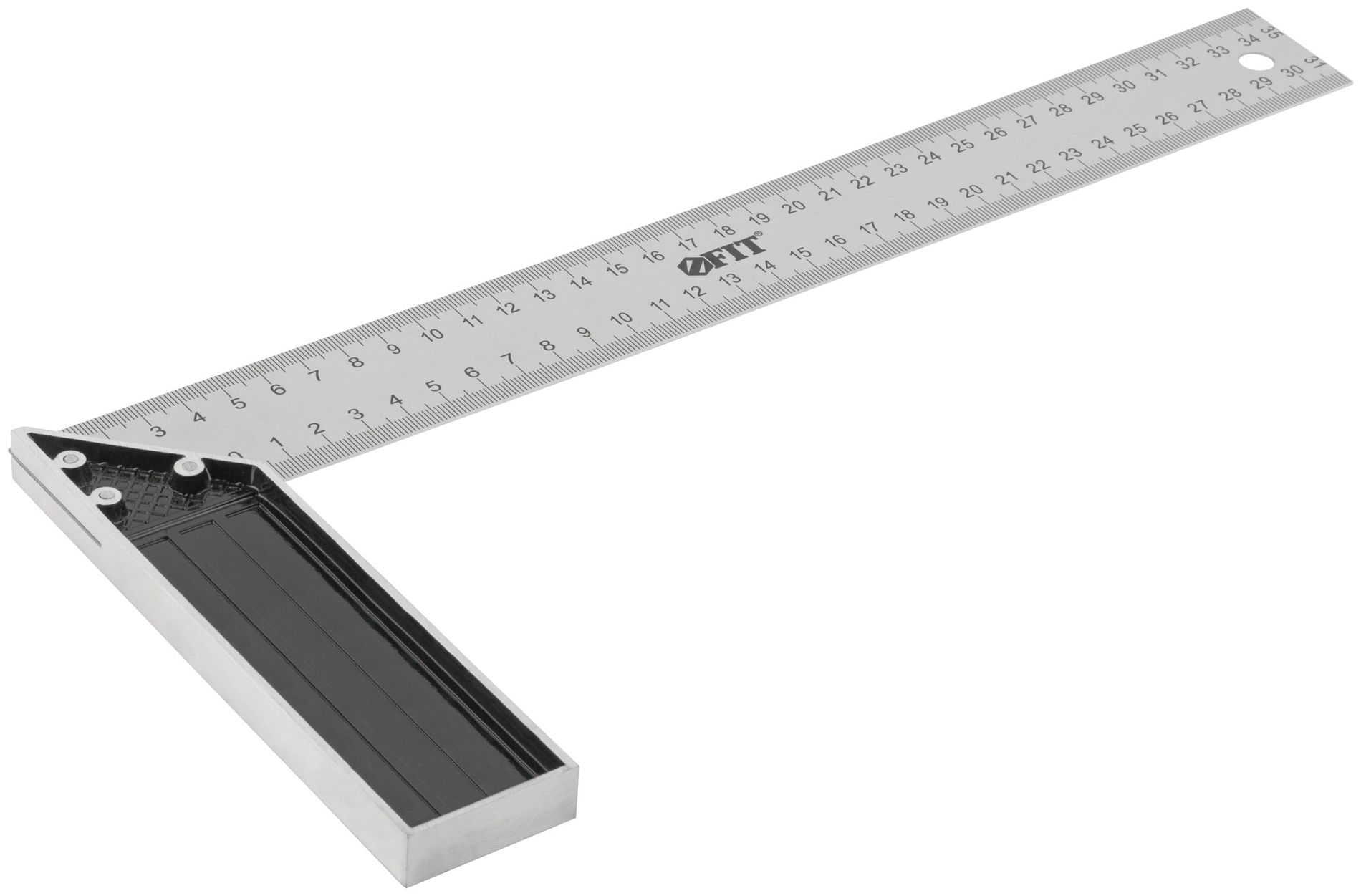 Угольник столярный, рифленая шкала, алюминиевое основание 350 мм (19463)