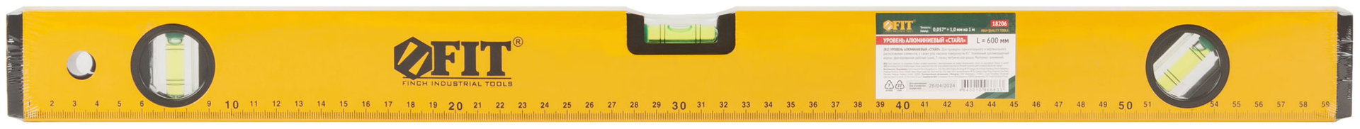Уровень Стайл, 3 глазка, желтый усиленный корпус, фрезер. рабочая грань, шкала, Профи 600 мм (18206)