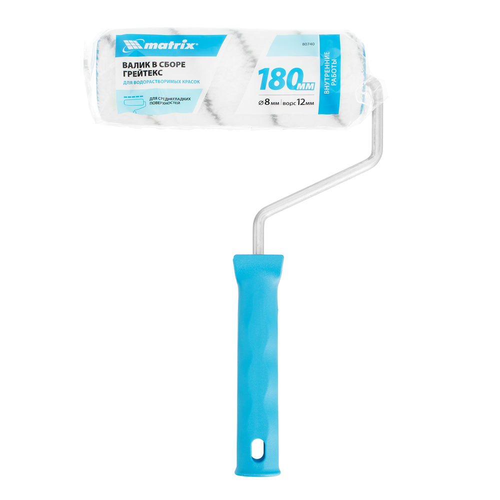 Валик Грейтекс, 180 мм, ворс 12 мм, D 48 мм, D ручки 8 мм, полиакрил Matrix (80740)