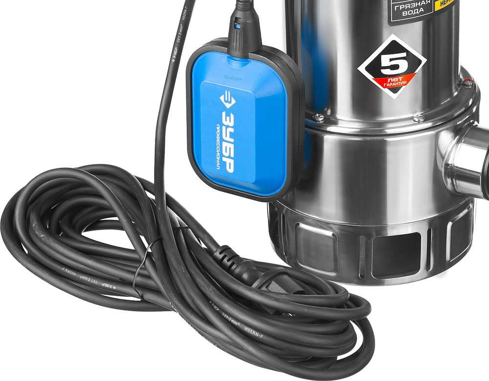 Насос дренажный для грязной воды 750 Вт, корпус нерж. сталь ЗУБР Профессионал НПГ-Т3-750-С