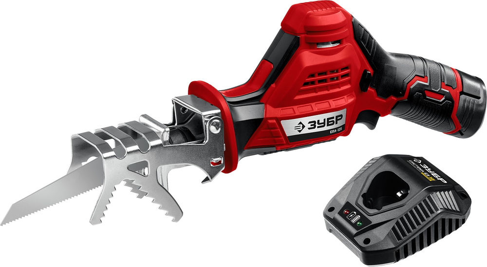 Сабельная пила 12 В 80 мм 1 АКБ 2 А·ч ЗУБР С1-12 СПЛ-125-21