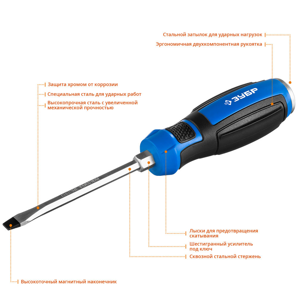 Ударная отвертка SL6 х 100 мм Профессионал ЗУБР Ударник 25271-6