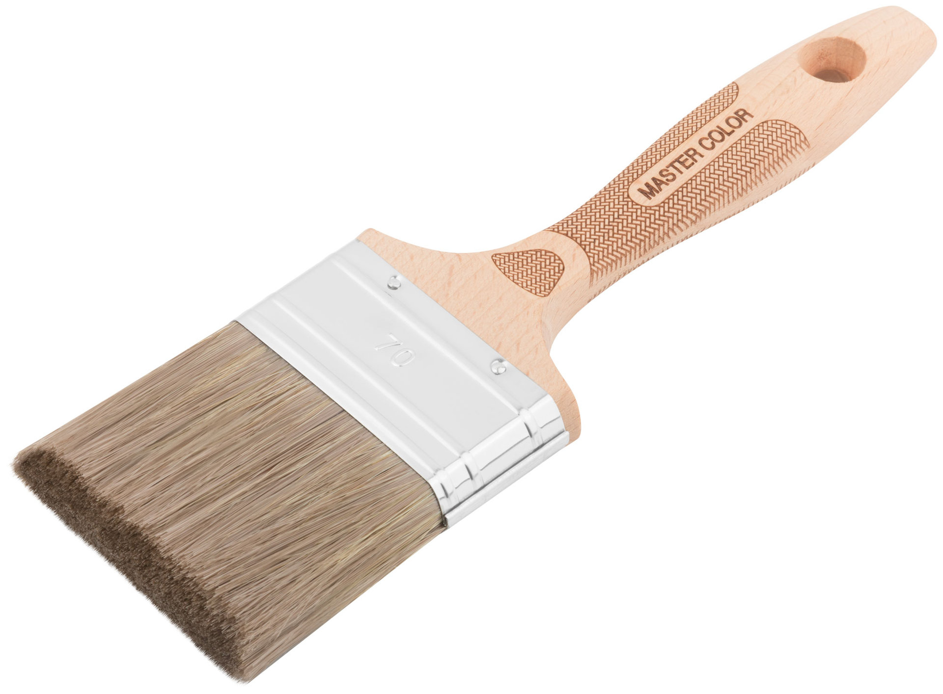 Кисть флейцевая, толщ. 18 мм, 70% ПЭT/30% нат.щетина, нерж. обжим., буковая ручка, ширина 70 мм (30-0025)