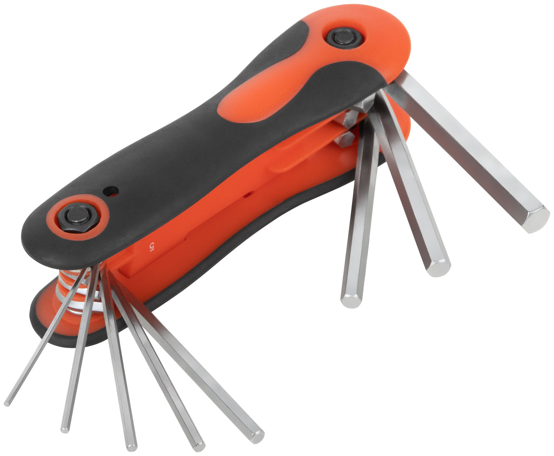 Ключи шестигранные HEX CrV 8 шт.( 1,5-8 мм ) складные, прорезиненный держатель