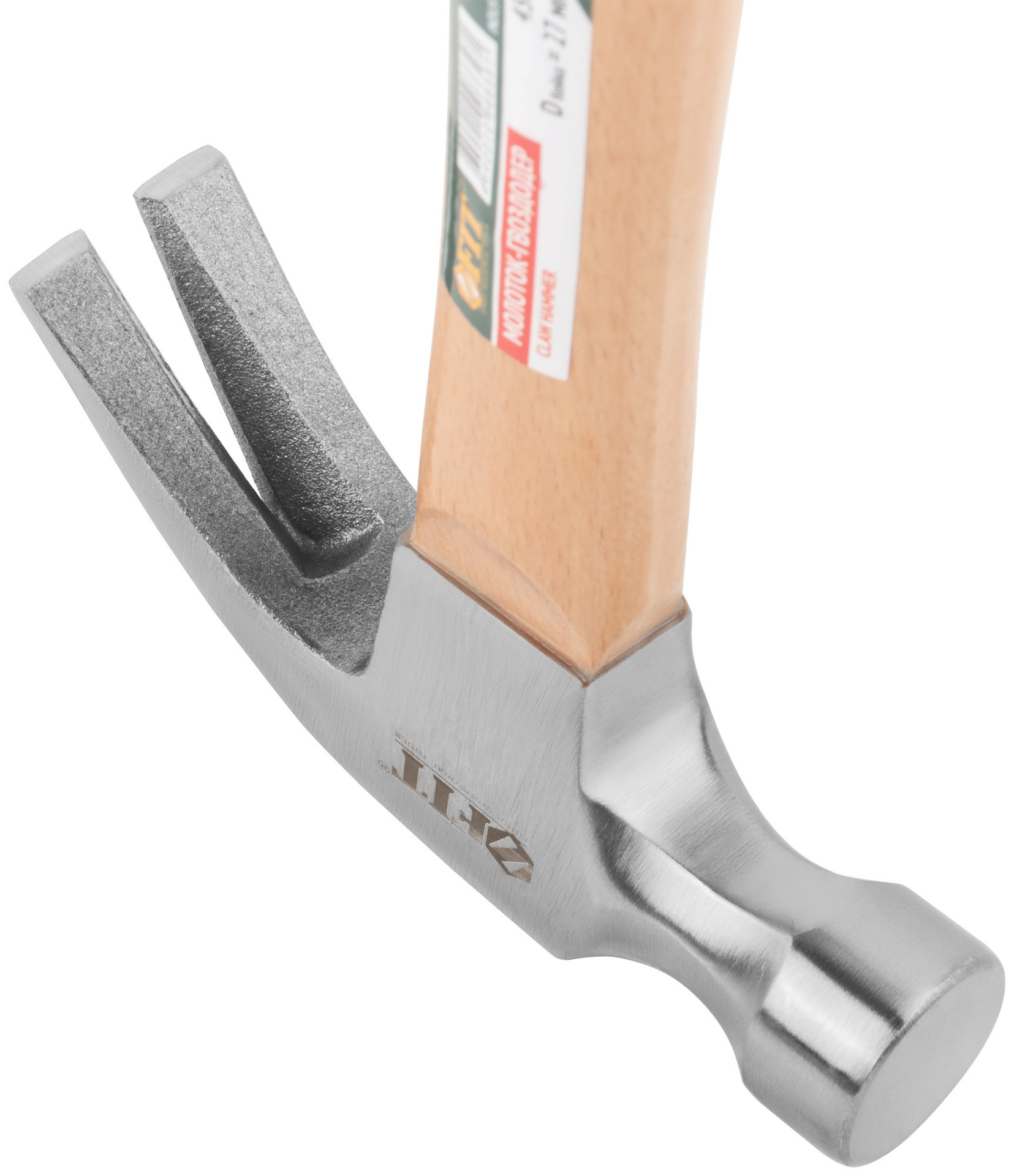 Молоток-гвоздодер, деревянная ручка 27 мм, 450 гр. (44627)