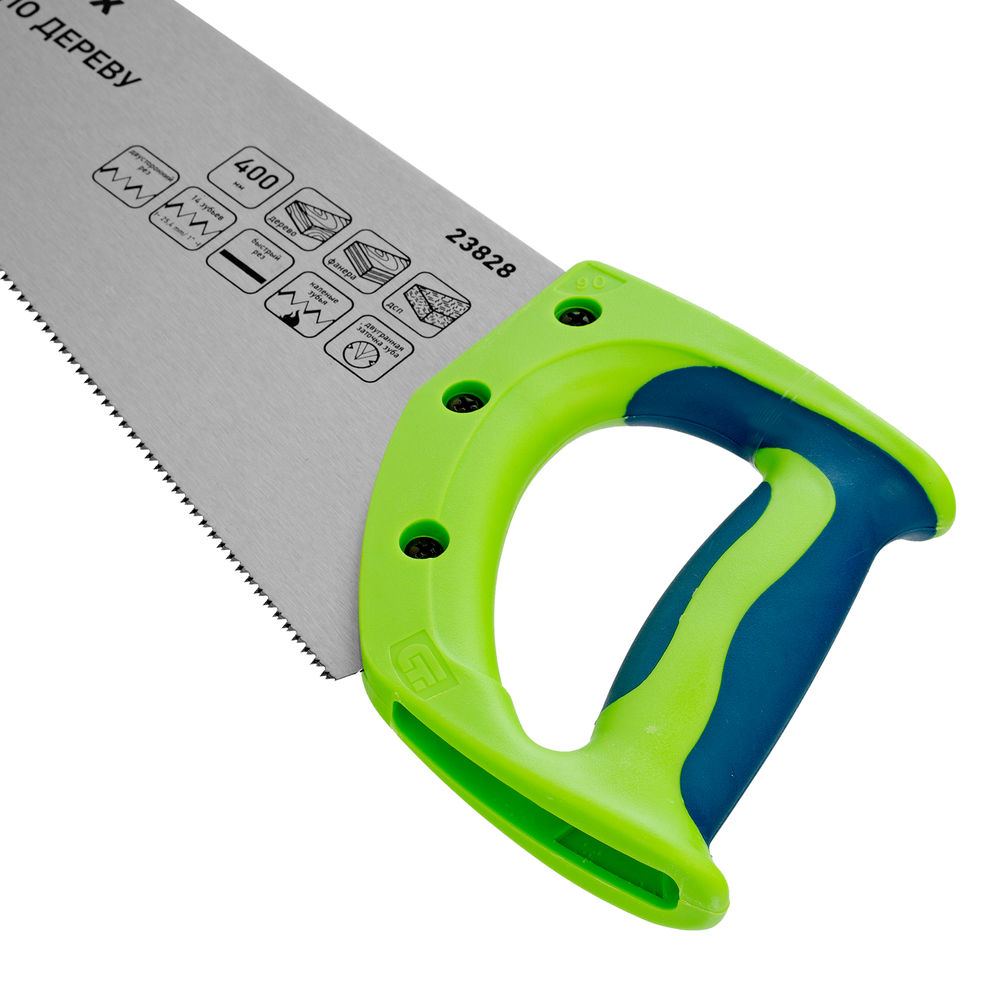 Ножовка по деревуЗубец для точных пильных работ, 400 мм, каленый зуб 2D, 14 TPI, двухкомпонентная рукоятка Сибртех