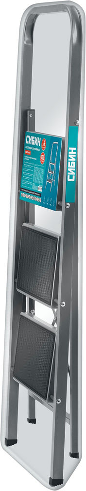 Стальная стремянка 3 ступени 71 см c широкими обрезиненными ступенями СИБИН 38807-03_z02