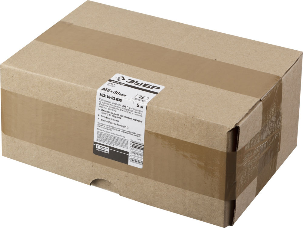 Винт с потайной головкой M3?30 мм DIN 965 кл. пр. 4.8 цинк 5 кг ЗУБР 303110-03-030
