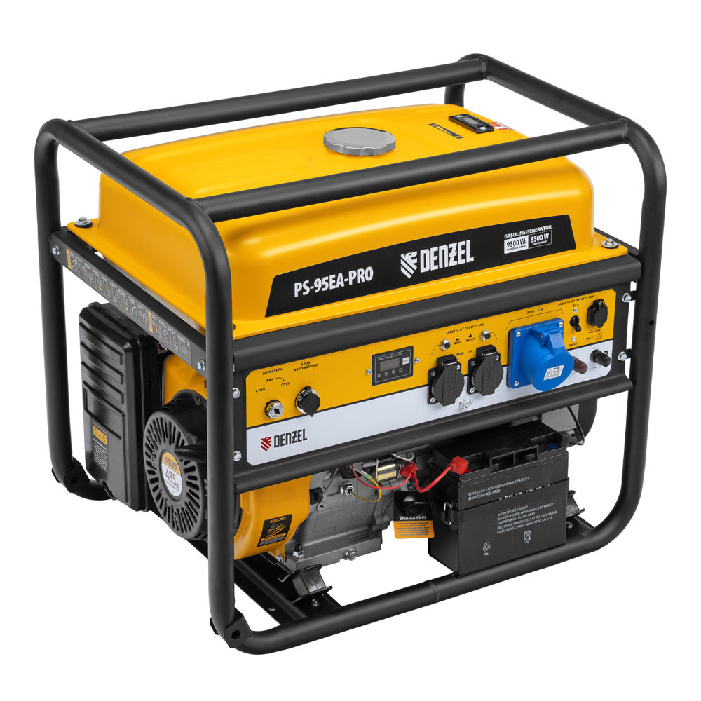 Генератор бензиновый PS-95EA-PRO, 9,5 кВт, 230 В, 40 л, разъем ATS, эл.старт Denzel (946935)