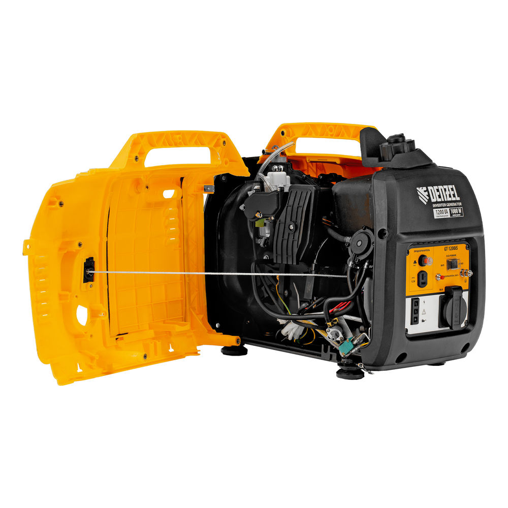 Генератор инверторный GT-1200iS, 1.2 кВт, 230 В, бак 2.4 л, закрытый корпус, ручной старт Denzel (94701)