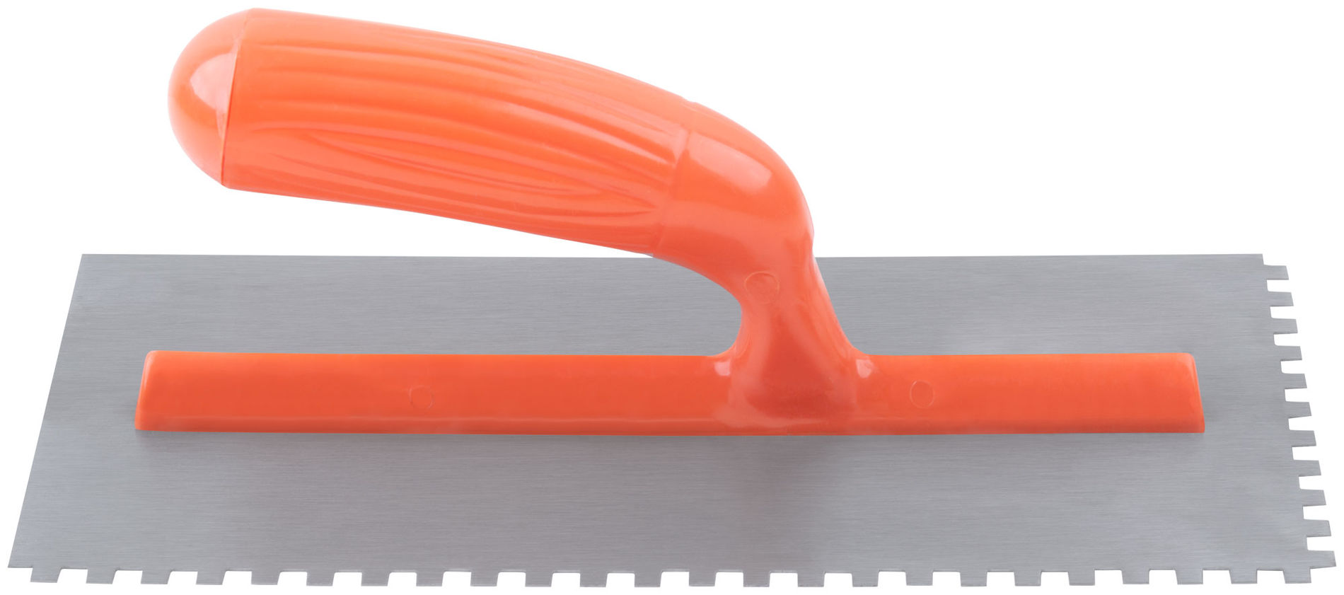 Гладилка стальная с пластиковой ручкой, 280х130 мм зубчатая, зуб 6х6 мм (05137)