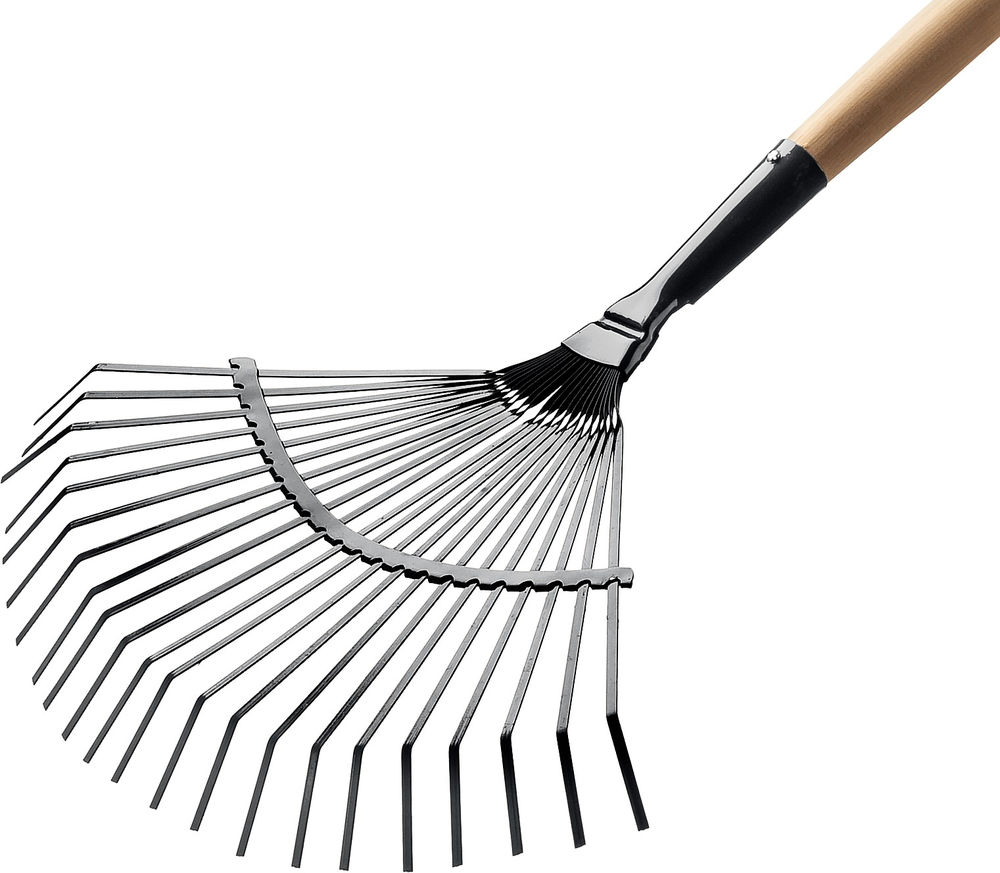 Веерные грабли GP-22F, 400 х 260 х 1500 мм, 22 плоских зубца, стальная рабочая часть, черенок из дерева высш. сорт GRINDA 39593