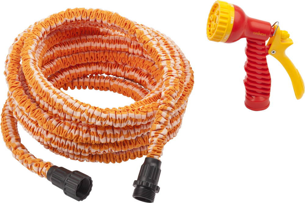 Поливочный набор PS-22, удлиняющийся шланг 7.5 - 22.5 м, пистолет поливочный, коннекторы GRINDA 428496-22