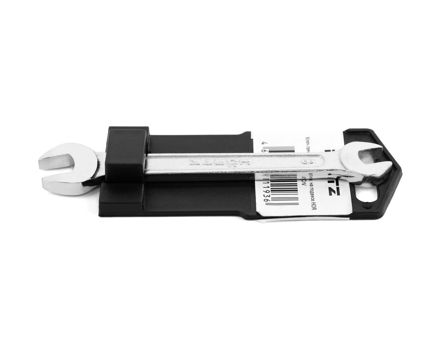 Ключ гаечный рожковый двусторонний 8х10 хромированный на подвесе HORTZ