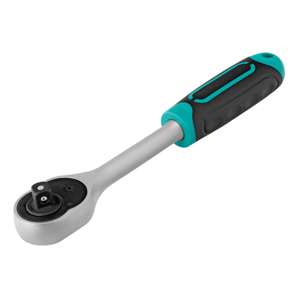 Ключ-трещотка 3/8, CrV, 72 зуба, с быстрым сбросом, матовый хром Stels