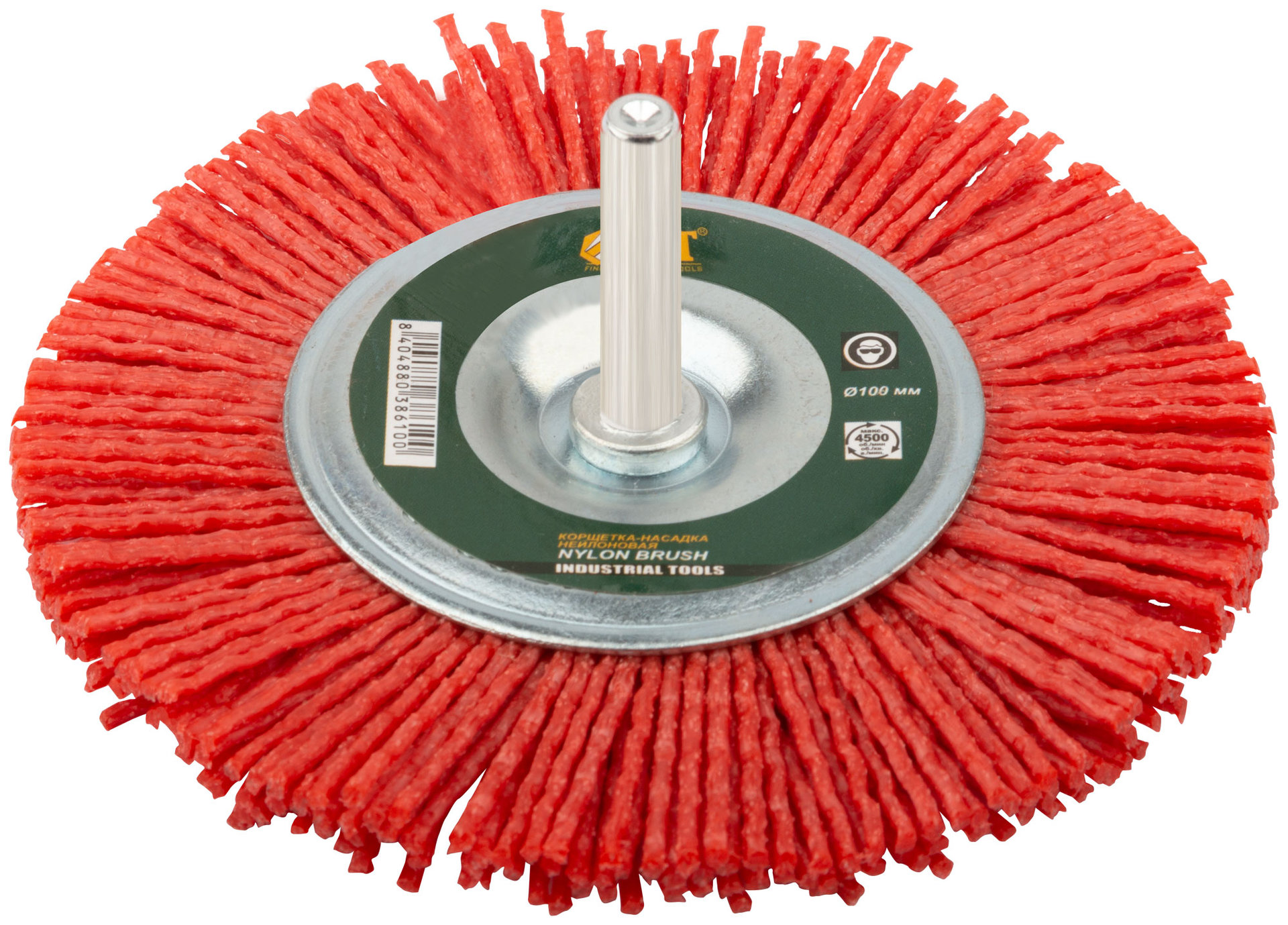 Корщетка-колесо нейлоновая со штифтом 100 мм (38610)