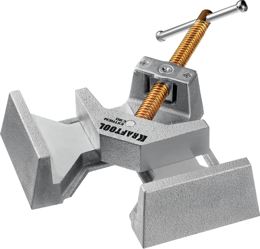 Экстрамощная стальная угловая струбцина для сварочных работ Extrem C90, глубина зажима 90 мм KRAFTOOL 32201