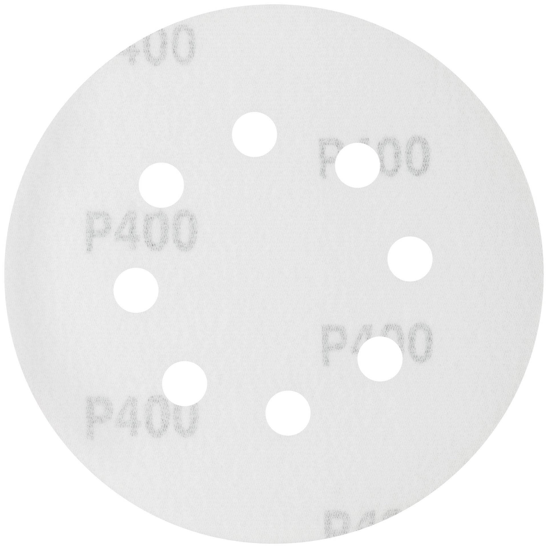 Круги шлифовальные с отверстиями (липучка), алюминий-оксидные, 125 мм, 5 шт. Р 400 (39791)