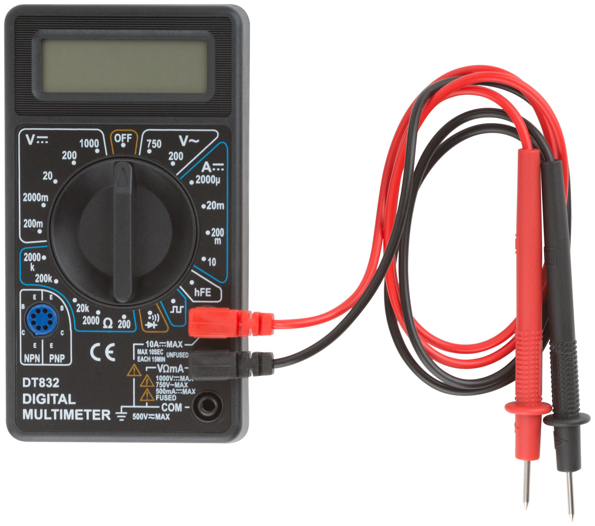 Мультиметр 0,1 мВ-1000 В; 0,1 В-750 В; 1 мкА-10 А; 0,1 Ом-2 МОм; коробка (80615)