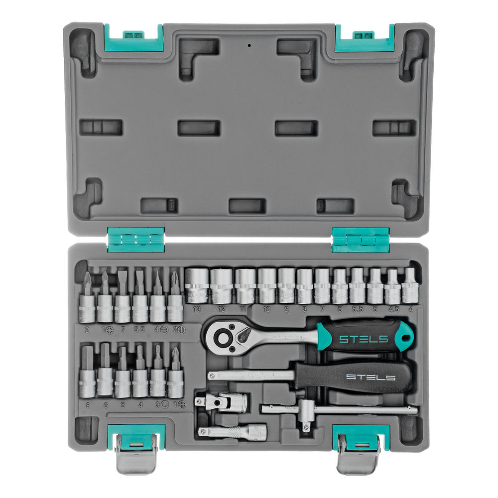 Набор инструментов, 1/4, CrV, пластиковый кейс 29 предметов Stels