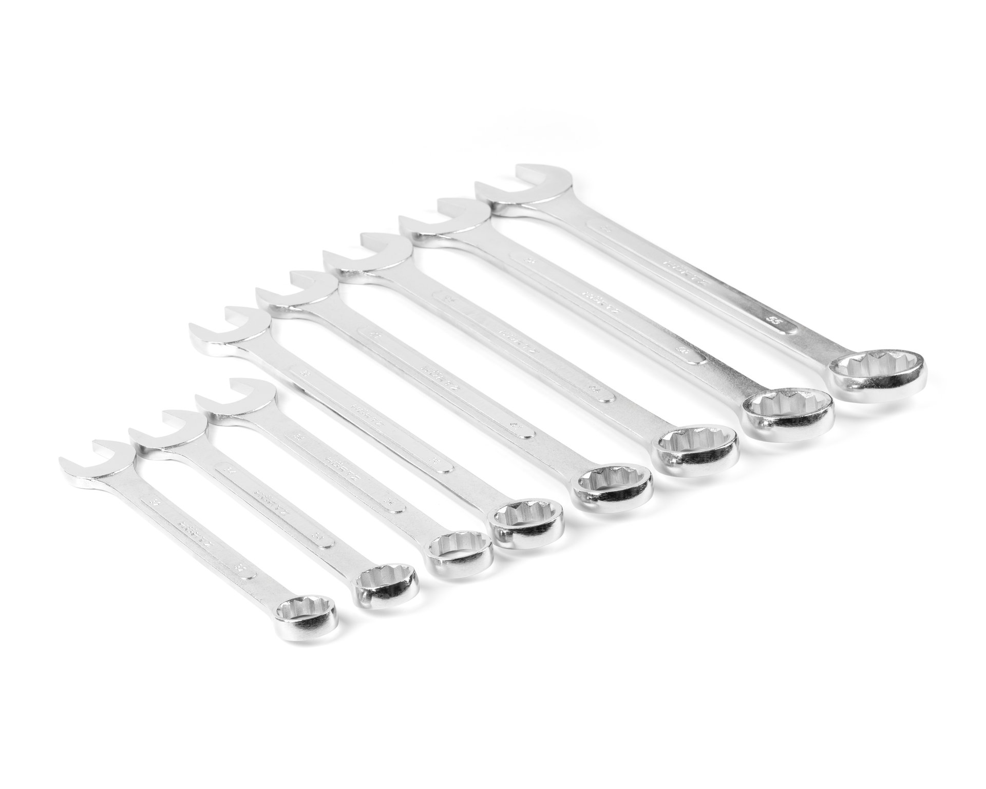 Набор ключей гаечных комбинированных 8 шт. (32-55) хромированных HORTZ