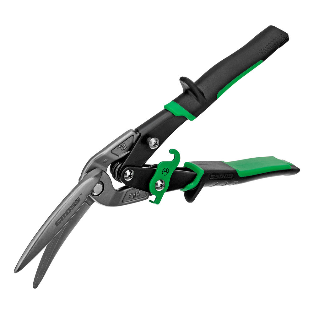 Ножницы по металлу Piranha, 270 мм, прямой и правый проходной рез, сталь СrMo, двухкомпонентные рукоятки Gross