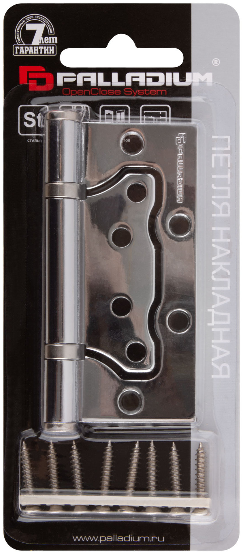 Петля дверная универсальная (без врезки) PALLADIUM 100 мм хром (2ВВ - 100 СР) (66322)