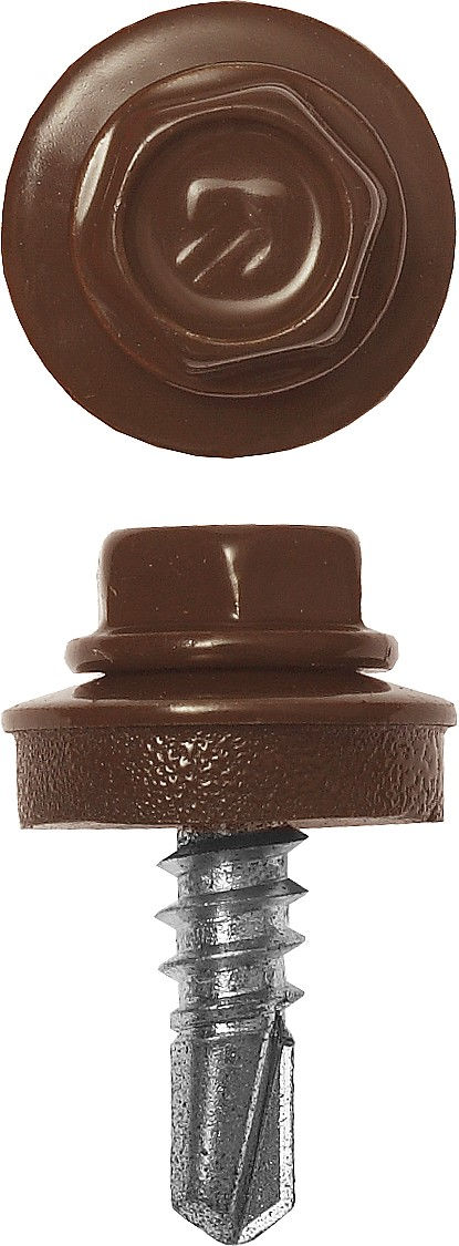 Саморез кровельный 25 х 5.5 мм, RAL 8017 шоколадно-коричневый, 420 шт Профессионал СКМ 8017 ЗУБР 4-300315-55-025-8017