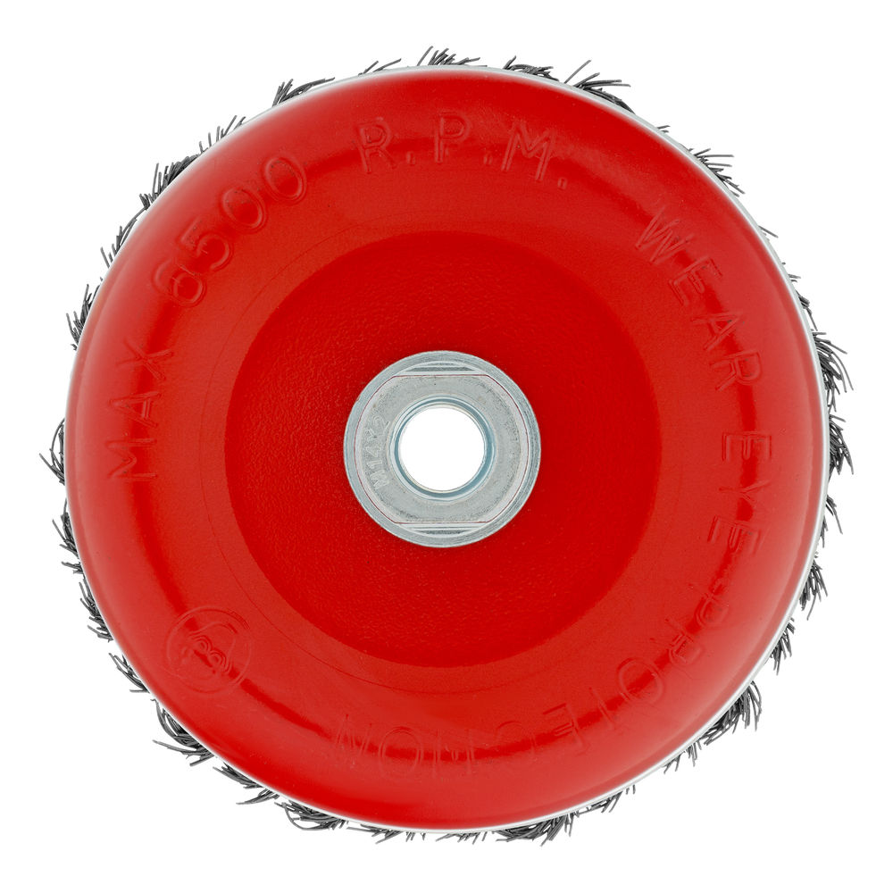 Щетка для УШМ Heavy Duty, 125 мм, М14, чашка, крученая проволока 0.5 мм Matrix (74674)