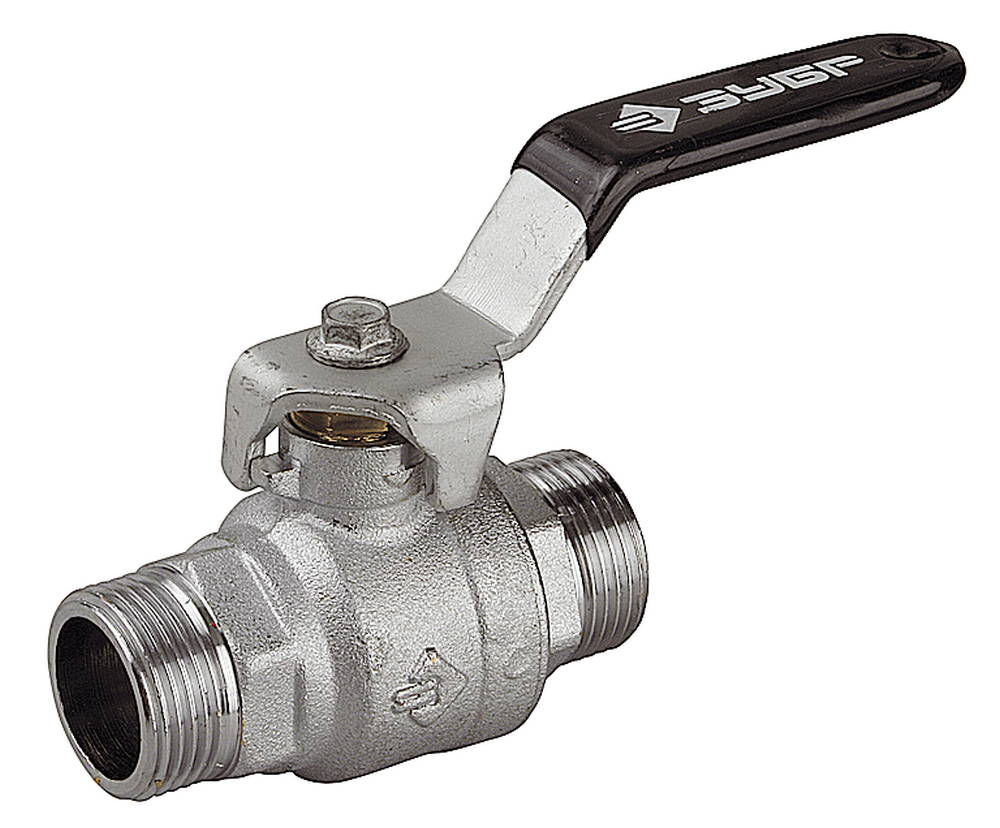Шаровой кран полнопроходной d 3/4, ручка-рычаг, «папа-папа» ЗУБР 4-51322-C-3/4