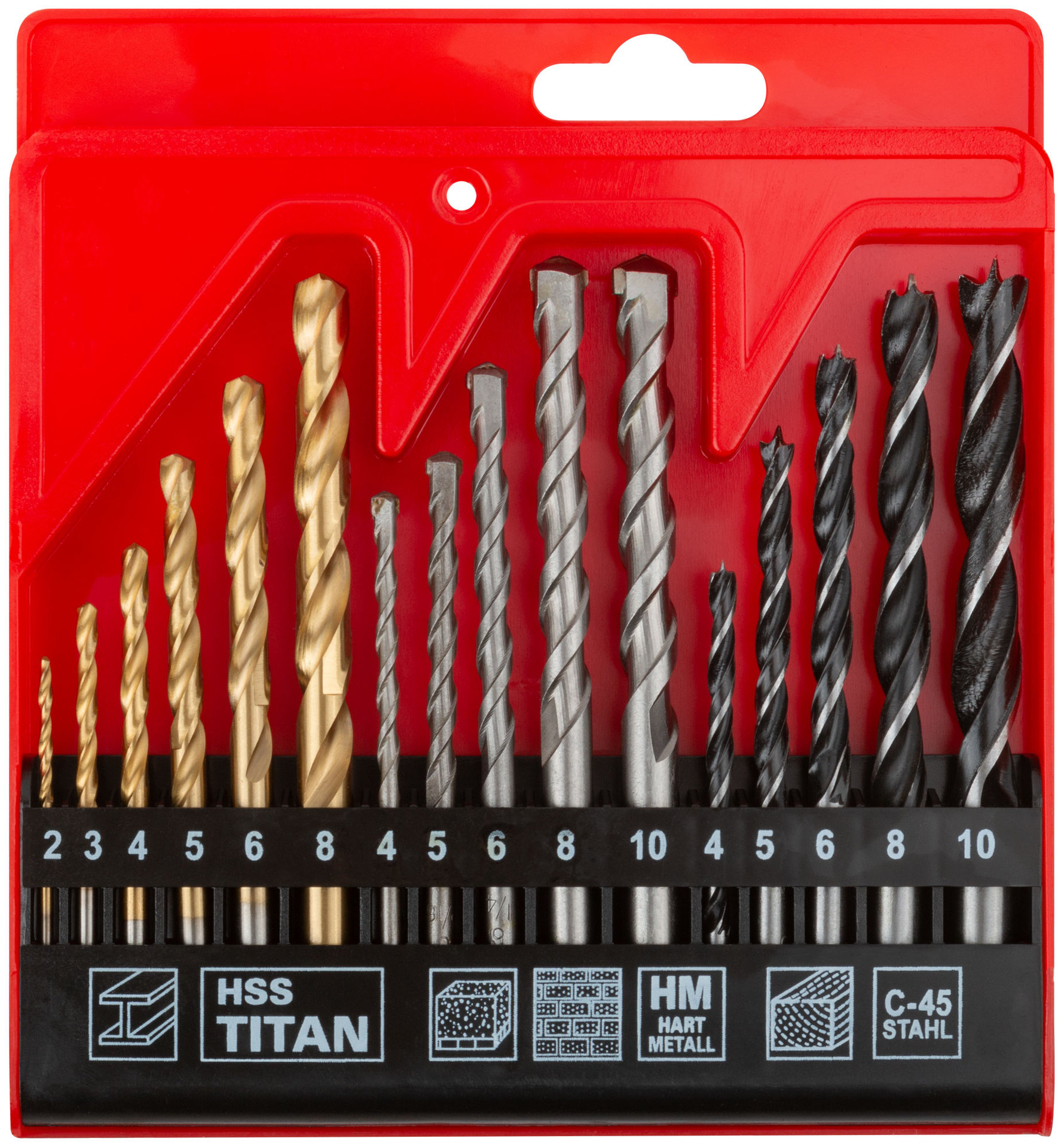 Сверла-комби, 16 шт., металл/бетон/дерево (36358)