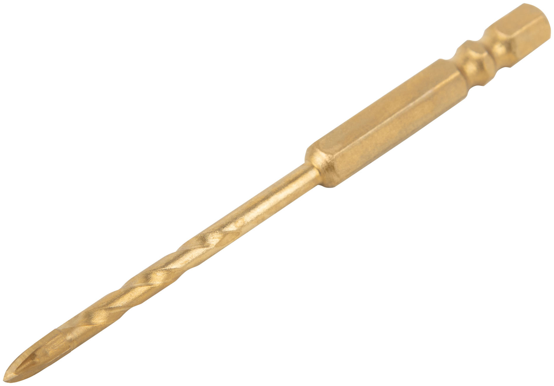 Сверло универсальное, 4 режущие кромки, титановое покрытие, шестигранный U-хвостовик под биту, 4х90 мм (35163)