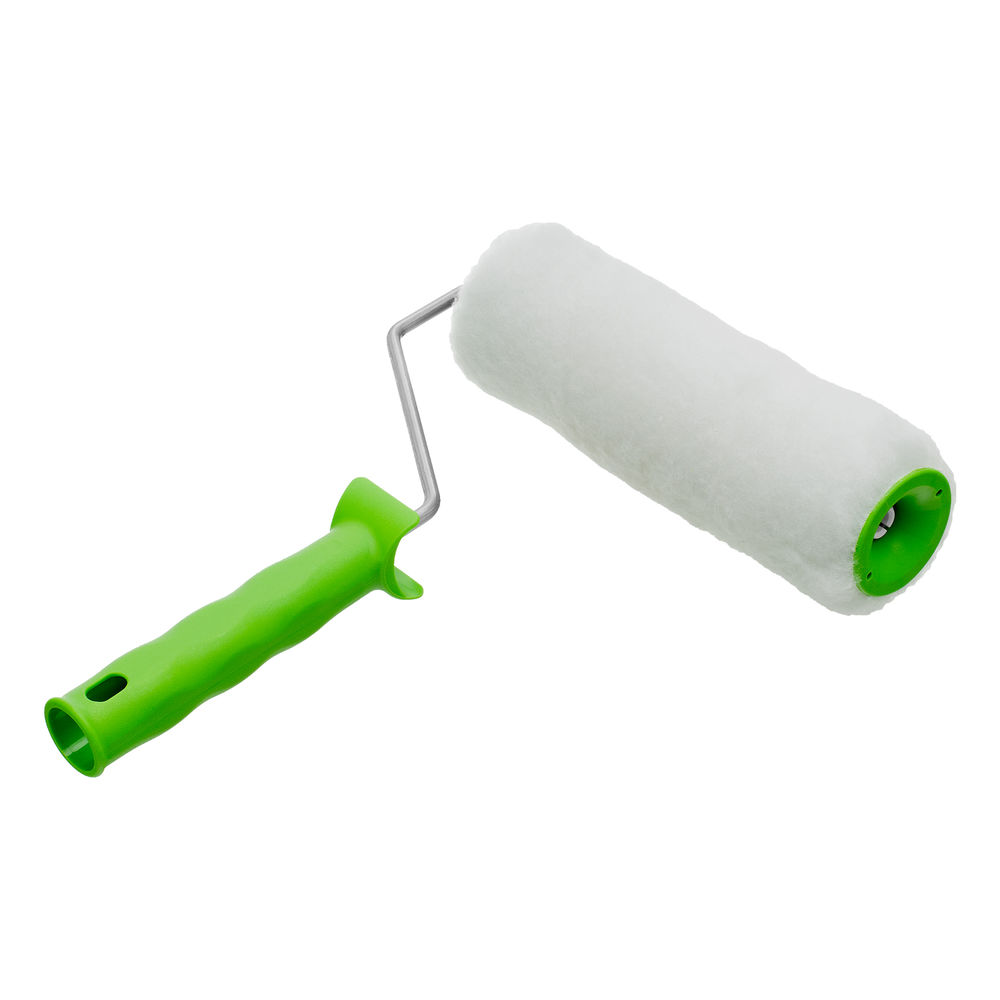 Валик Искусственный мех с ручкой, 200 мм, ворс 15 мм, D 48 мм, D ручки 6 мм, полиэстер Сибртех (80113)