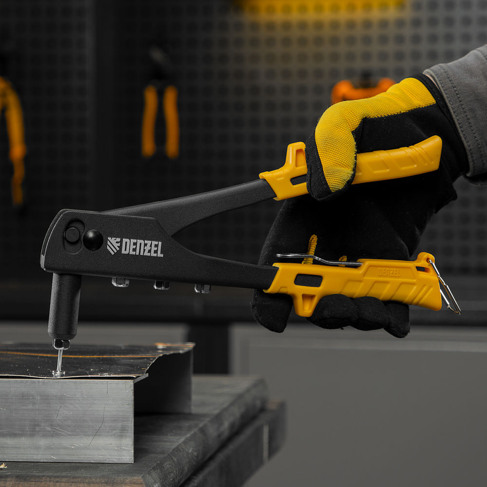 Заклепочник ручной, 255 мм, заклепки 2,4-3,2-4,0-4,8 мм Denzel (40440)