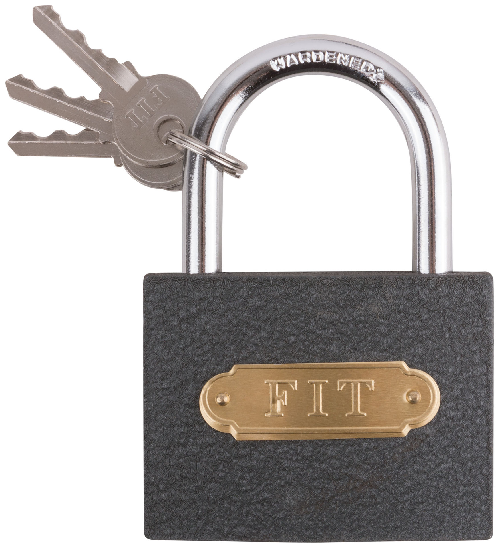 Замок навесной железный 75х58 мм, стальная дужка 9 мм (67175)