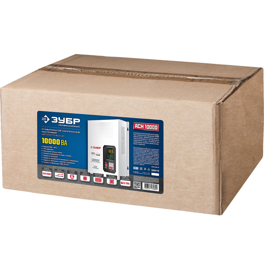 Стабилизатор напряжения автоматический 10000 ВА, 10 кВт ЗУБР Профессионал 59387-10