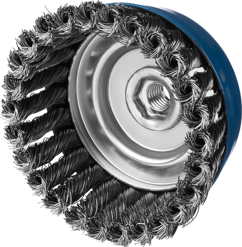 Щетка-крацовка чашечная для УШМ 120 мм, жгутированная стальная проволока 0.5 мм ЗУБР Профессионал 35275-120_z02