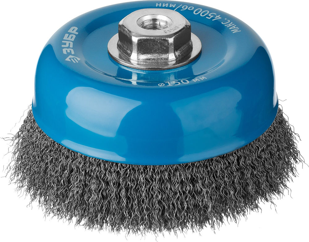 Щетка-крацовка чашечная для УШМ 150 мм, витая стальная проволока 0.3 мм ЗУБР Профессионал 35261-150_z02