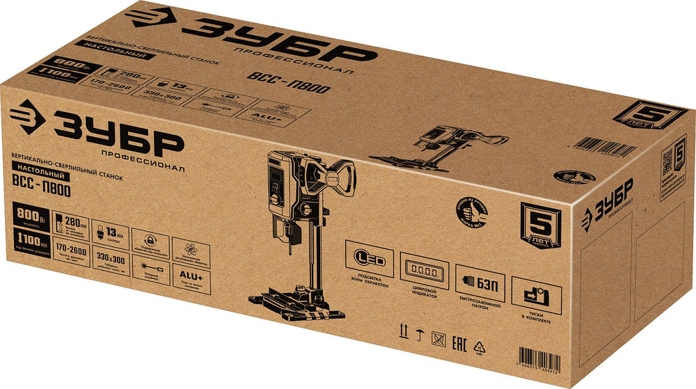 Станок вертикально-сверлильный 800 Вт 13 мм БЗП Профессионал ЗУБР ВСС-П800