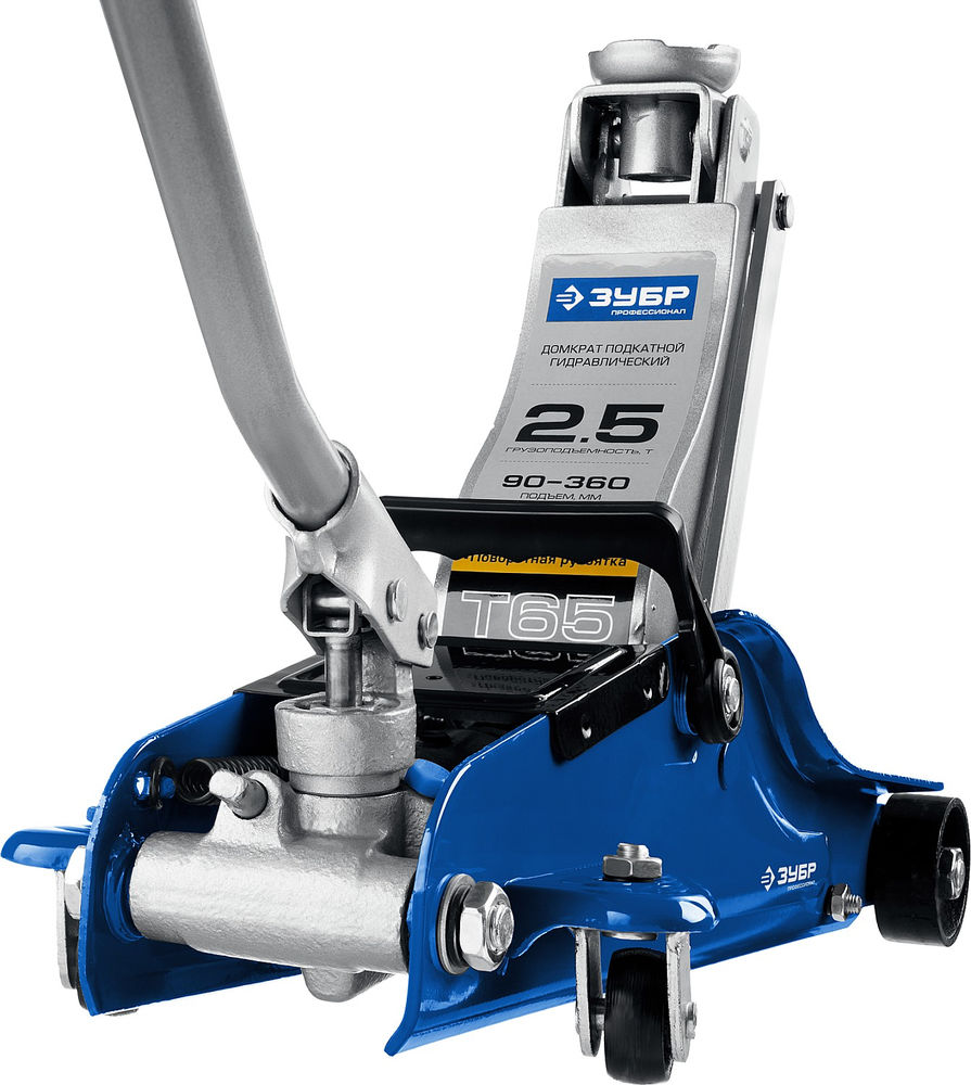 Подкатной домкрат с низким подхватом и поворотной ручкой 2.5 т 90 - 360 мм Профессионал ЗУБР Т-65 43057-2.5