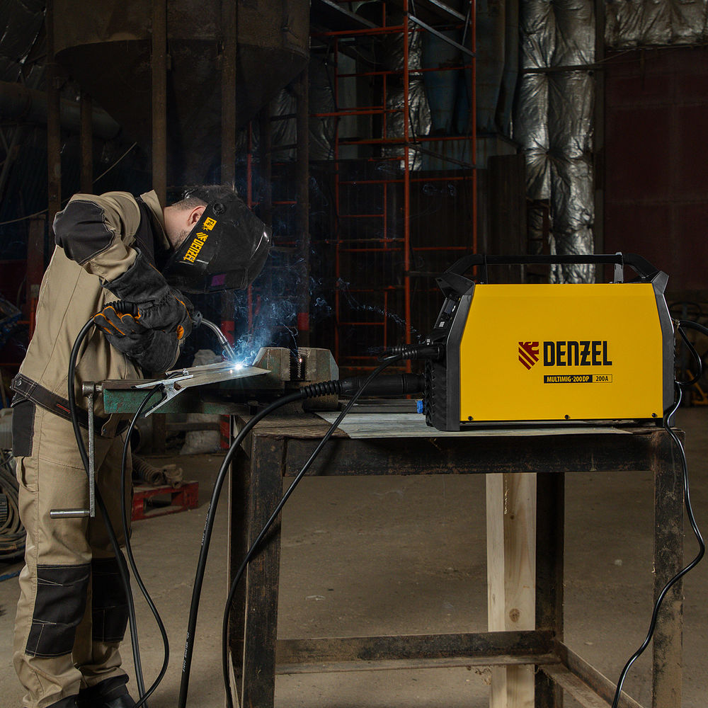 Аппарат инвертор. полуавтомат. сварки MultiMIG-200DP Synergy Double Pulse, 200 А, ПВ 80% Denzel (94313)