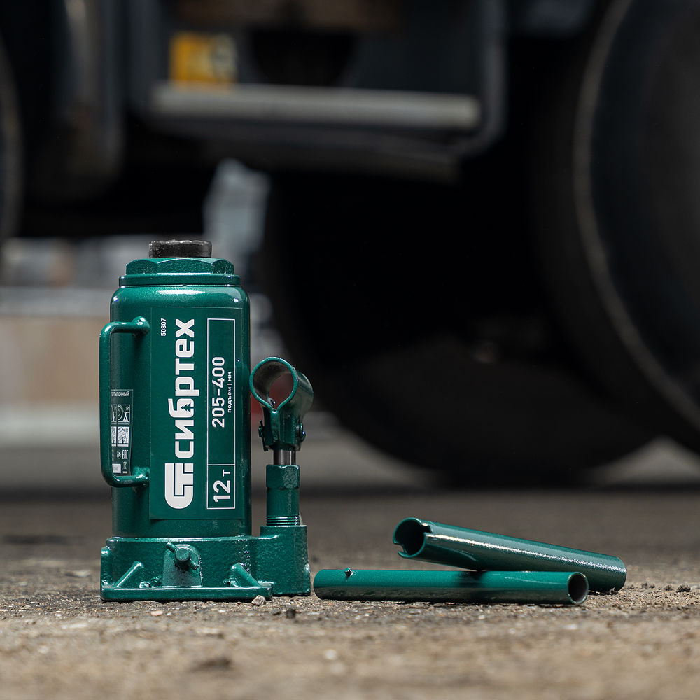 Домкрат гидравлический бутылочный, 12 т, 205-400 мм Сибртех