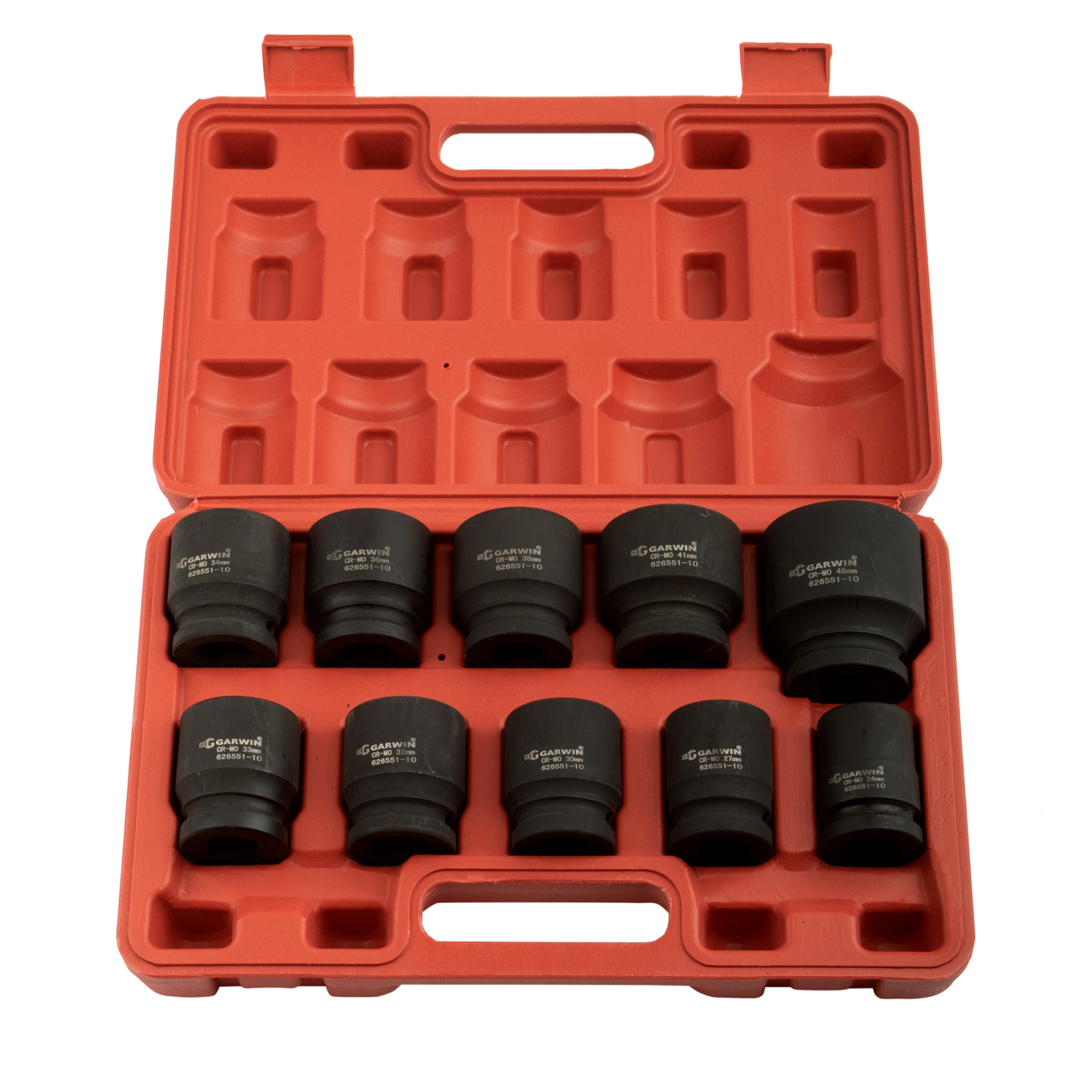 Набор ударных головок 56 мм, 3/4, 10 пр., 24-46 мм GARWIN PRO 626551-10