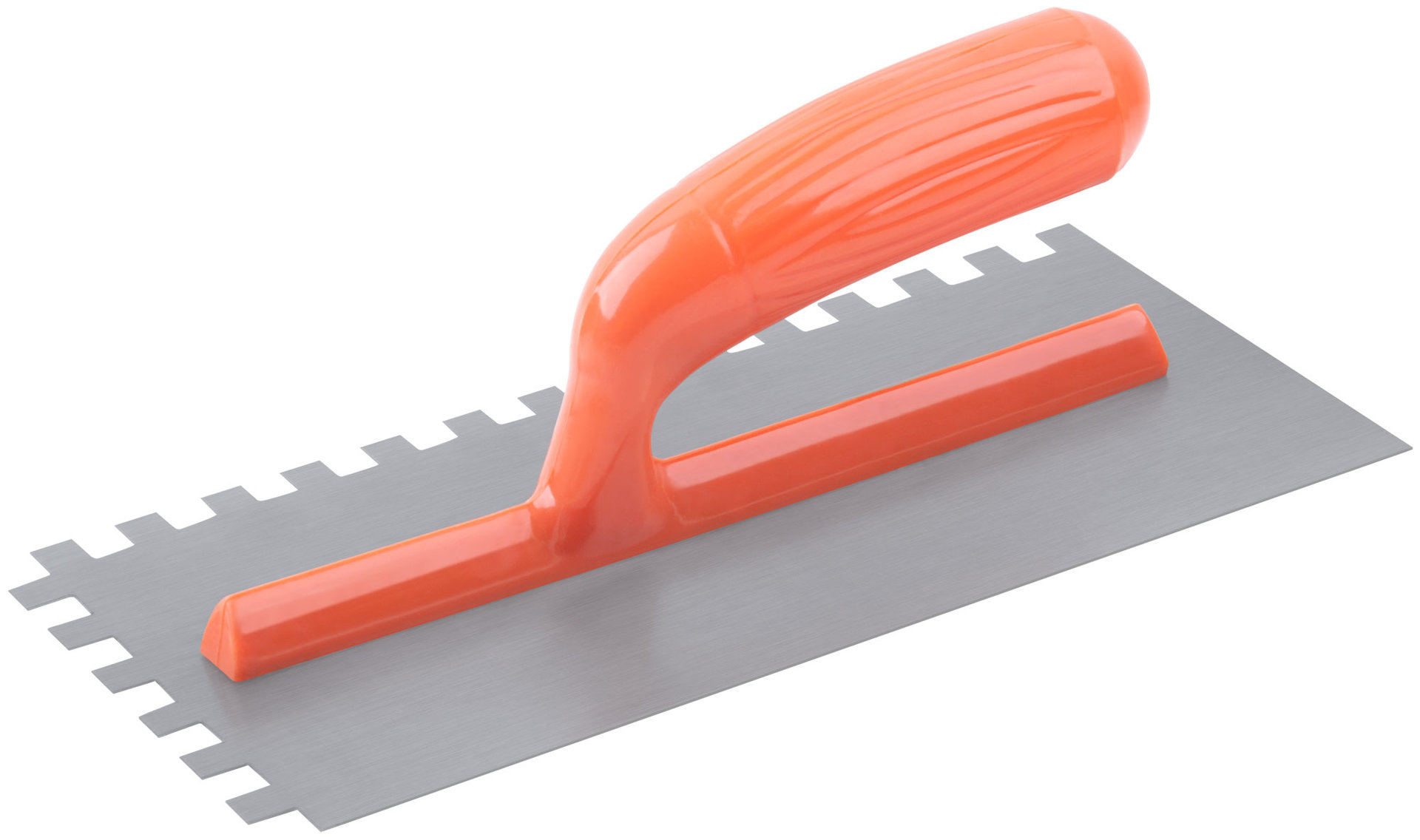 Гладилка стальная с пластиковой ручкой, 280х130 мм зубчатая, зуб 10х10 мм (05139)