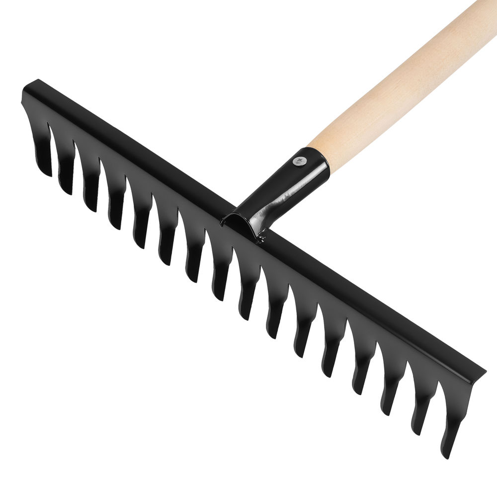 Грабли стальные, 420х1300 мм, 16 витых зубьев, деревянный черенок, Сибртех (61763)